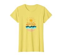 La Spiaggia è Il Mio Posto Felice Sole Onde Estate Maglietta, Donna, Limone, L