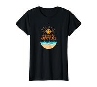 La Spiaggia è Il Mio Posto Felice Sole Onde Estate Maglietta, Donna, Nero, L
