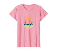 La Spiaggia è Il Mio Posto Felice Sole Onde Estate Maglietta, Donna, Rosa, L