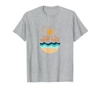 La Spiaggia è Il Mio Posto Felice Sole Onde Estate Maglietta, Uomo, Grigio Melange, L