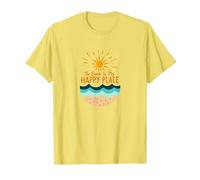 La Spiaggia è Il Mio Posto Felice Sole Onde Estate Maglietta, Uomo, Limone, XL