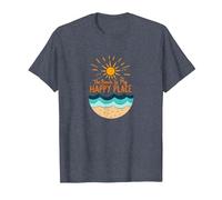 La Spiaggia è Il Mio Posto Felice Sole Onde Estate Maglietta, Uomo, Pervinca, 5XL