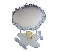 LA SPOLETTA - Fiocco Nascita/Coccarda Aereo con Aida Ricamabile - Colore Azzurro