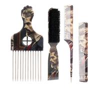 La stampa alla moda progetta l'insieme della spazzola di cura dei capelli con il pettine della forchetta dei capelli dei denti del metallo di uso multifunzionale per