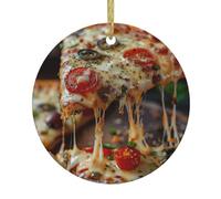 La stampa gustosa della pizza ha personalizzato le decorazioni dell'albero di Natale, pendenti ceramici di Natale