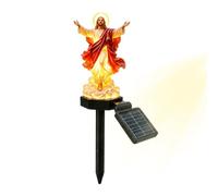 La statua da giardino a energia solare di Gesù si illumina automaticamente a LED