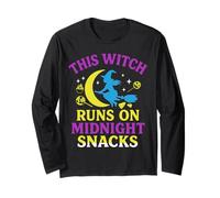 La Strega corre sugli spuntini di Mezzanotte Halloween spettrale infestata Maglia a Manica