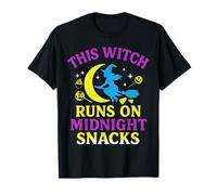 La Strega corre sugli spuntini di Mezzanotte Halloween spettrale infestata Maglietta