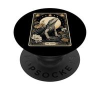 La strega dei tarocchi della lucertola argentina in bianco e nero di Tegu PopSockets PopGrip Adesivo