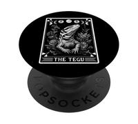 La strega dei tarocchi della lucertola argentina in bianco e nero di Tegu PopSockets PopGrip Adesivo