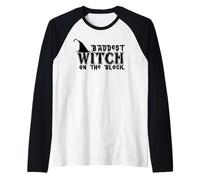 La Strega più Cattiva sul Blocco - Divertente Halloween Maglia con Maniche Raglan