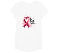 La Sua Battaglia, Il Nostro Sostegno - Consapevolezza del Cancro al Seno Maglietta, Ragazze, Bianco, XS