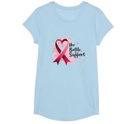 La Sua Battaglia, Il Nostro Sostegno - Consapevolezza del Cancro al Seno Maglietta, Ragazze, Celeste, S