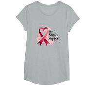 La Sua Battaglia, Il Nostro Sostegno - Consapevolezza del Cancro al Seno Maglietta, Ragazze, Grigio Melange, XS