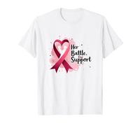La Sua Battaglia, Il Nostro Sostegno - Consapevolezza del Cancro al Seno Maglietta, Uomo, Bianco, XXL