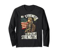 La Sua Forza è la Citazione patriottica della Forza della Nazione Maglia a Manica