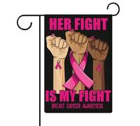 La sua lotta è la mia lotta, bandiere da giardino per il mese della consapevolezza sul cancro al seno, bandiere bifacciali per le festività, decorazioni per esterni, 12,6 x 18,5 pollici