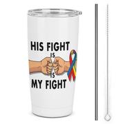 La sua lotta è la mia lotta, supporto per la consapevolezza, bicchiere in acciaio inossidabile da 20 once, tazza da viaggio per auto a doppia parete sottovuoto con coperchio e cannuccia per uomini e