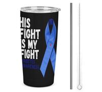 La sua lotta è la mia lotta Tazza termica in acciaio inossidabile da 20 once per la consapevolezza del diabete, tazza da viaggio per auto a doppia parete sottovuoto con coperchio e cannuccia per uomi