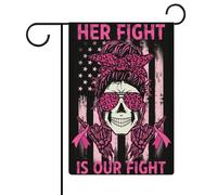 La sua lotta è la nostra lotta, bandiera americana con teschio e nastro rosa, bandiere da giardino, bandiere bifacciali, bandiere per le feste, decorazioni per esterni, 12,6 x 18,5 pollici