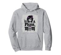 La Sua Non Una Fase Mamma Anziano Emo Gotico Ribelle Nostalgia Felpa con Cappuccio, Unisex per Adulti, Grigio Melange, S