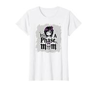 La Sua Non Una Fase Mamma Anziano Emo Gotico Ribelle Nostalgia Maglietta, Donna, Bianco, L