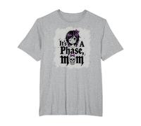 La Sua Non Una Fase Mamma Anziano Emo Gotico Ribelle Nostalgia Maglietta, Uomo Taglie Grandi, Grigio Melange, 6X Tall