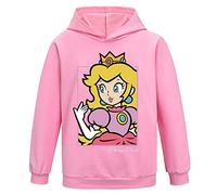 La Super Bros, felpa con cappuccio da ragazza, carina principessa, pesca, felpa con cappuccio, per bambini da 3 a 13 anni, Colore: rosa., 11-12 Anni