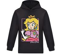 La Super Bros, felpa con cappuccio da ragazza, carina principessa, pesca, felpa con cappuccio, per bambini da 3 a 13 anni, Nero , 12-13 anni