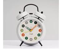 la sveglia, Campanello gemello da 4" silenzioso, senza ticchettio, a batteria(White)