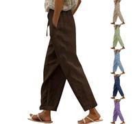 La Svendita di Oggi Pantaloni Casual da Donna per Tutti i Giorni con Tasche Laterali e Posteriori alla Moda Primavera L'Estate (Brown-A, XXXL)