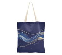 La tela totalizza la borsa di totalizzatore di marmo blu-oro profonda con le tasche per i sacchetti della spesa su misura del panno dell'amico