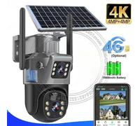 La telecamera solare con scheda SIM 4K 8MP viene gratuita con una memoria da 256G Telecamera IP esterna Protezione di sicurezza a doppio schermo Sorveglianza wireless 4G-Memory card