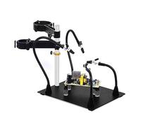 La terza mano Hot Air Gun Frame Soldering Iron Holder PCB Clip Soldering Station Heat Gun Stand Welding Tool with 3X LED Magnifier (Color : N-AGR8-BK9)