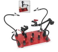 La terza mano Magnetic Metal Flexible Arm Soldering Third Hand with 3X LED Magnifier Lamp Adjustable PCB Holder Welding Workstation (Color : N-5AR-5C)