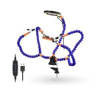 La terza mano Morsetto da tavolo Saldatura Helping Hands Strumento di terza mano Stazione di saldatura USB 3X Lente d'ingrandimento illuminata Strumento di riparazione della saldatura (Color : Blue 3