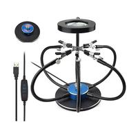 La terza mano Saldatura a base rotante a 360 gradi che aiuta la stazione di saldatura a bracci flessibili 6 pezzi con luce a LED con lente d'ingrandimento 3X (Color : SN6AB-USB, Size : 3X_55MM)