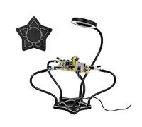 La terza mano Soldering Third Hand PCB Holder 5Pcs Helping Hands Welding Station 3X LED Magnifier Desk Lamp PCB SMD Repair Tools (Color : T-STARL-BK9, Size : 3X_55MM)