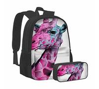 La testa di una giraffa zaino animale faccia collo Africa scarabocchio ritratto macchiato selvaggio scuola bookbag con astuccio