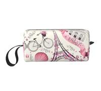La Torre di Parigi e una borsa cosmetica portatile con stampa di bicicletta, custodia da viaggio, borsa organizer con cerniera per un accesso rapido