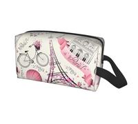 La Torre di Parigi e una borsa da viaggio con stampa di biciclette, per uomini e donne, borsa da toilette portatile di grande capacità
