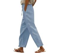 La Transazione di Oggi Pantaloni Casual da Donna per Tutti i Giorni con Tasche Laterali e Posteriori alla Moda Primavera L'Estate (Light Blue-A, L)