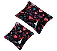 La tua soluzione da viaggio: 2 pezzi Love Elements-771 Shrapnel Pouch per San Valentino - Borsa compatta per il trucco, Multicolore 01, A:7.1x5.8in/18x14.8cm,B:4.7x4.5in/12x11.5cm