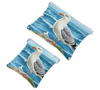 La tua soluzione da viaggio: 2 pezzi The Sea and Seagulls-111 Shrapnel Pouch - Trousse compatta per il trucco, Multicolore 07, A：7.1x5.8in/18x14.8cm，B:4.7x4.5in/12x11.5cm