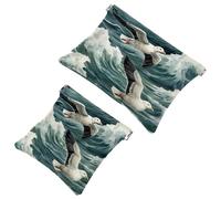 La tua soluzione da viaggio: 2 pezzi The Sea and Seagulls-111 Shrapnel Pouch - Trousse compatta per il trucco, Multicolore 01, A：7.1x5.8in/18x14.8cm，B:4.7x4.5in/12x11.5cm