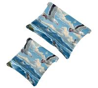 La tua soluzione da viaggio: 2 pezzi The Sea and Seagulls-111 Shrapnel Pouch - Trousse compatta per il trucco, Multicolore 08, A：7.1x5.8in/18x14.8cm，B:4.7x4.5in/12x11.5cm