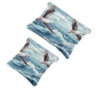 La tua soluzione da viaggio: 2 pezzi The Sea and Seagulls-111 Shrapnel Pouch - Trousse compatta per il trucco, Multicolore 06, A:7.1x5.8in/18x14.8cm,B:4.7x4.5in/12x11.5cm