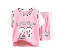 La Tuta Sportiva a Maniche Corte per Bambini, Gli Abiti da Allenamento per Pallacanestro per Ragazzi e Ragazze, Si asciugano Rapidamente Attraverso Il Sottile (2-3 Years)