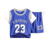 La Tuta Sportiva a Maniche Corte per Bambini, Gli Abiti da Allenamento per Pallacanestro per Ragazzi e Ragazze, Si asciugano Rapidamente Attraverso Il Sottile (Blue, 9-10 Years)