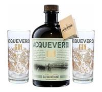 GIN ACQUEVERDI La Valdotaine bottiglia 1 lt. + 2 Bicchieri CONFEZIONE REGALO
